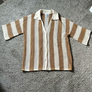 Vici X Caitlyn Crochet Button Down Short Sleeve Cardigan